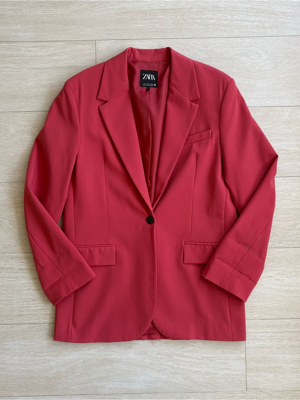 Zara Red Single-Button Blazer